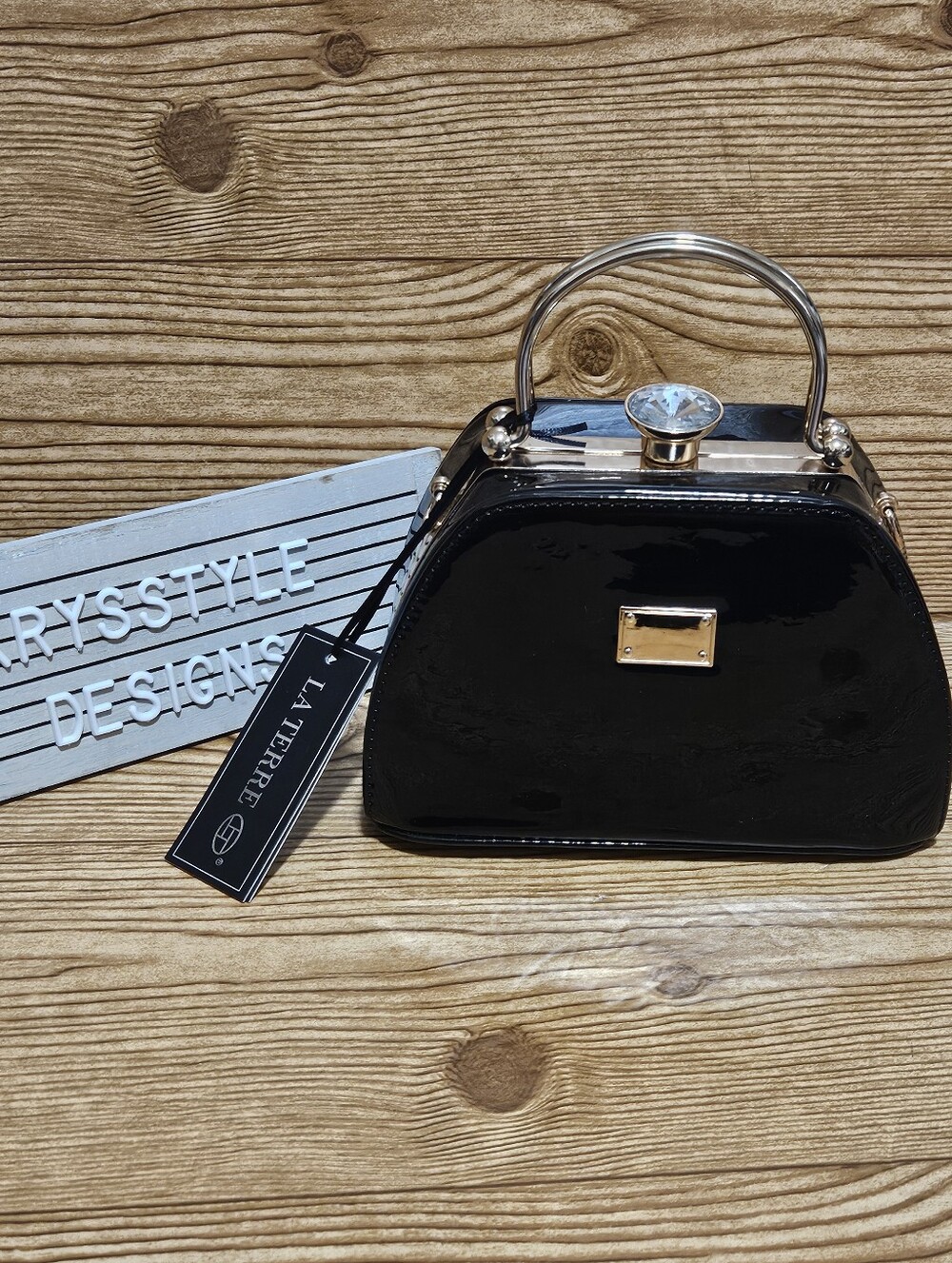 La Terre Elegant Black and Gold Women's Handbag And Crossbody